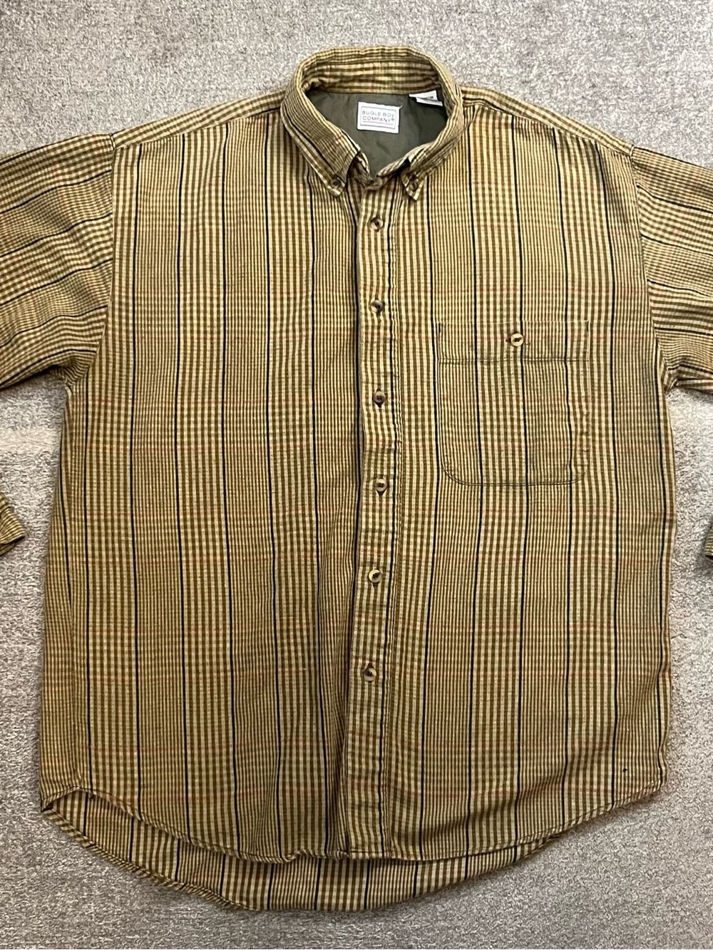 Bugle Boy Men's plaid  Button-Down Shirt vintage 90s Y2K Grunge flannel 100% cot